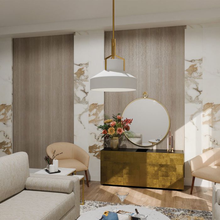 Elstead Lighting Brecken 2 Lt Pendant Light - Aged Brass And Cased Opal Glass Shade