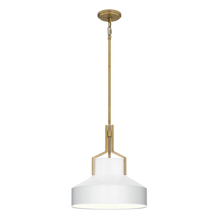 elstead lighting Brecken 2 lt Pendant Light - Aged Brass and Cased Opal glass Shade