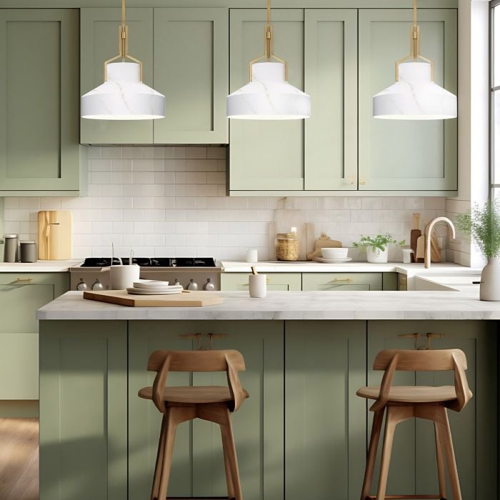 Elstead Lighting Brecken 2 Lt Pendant Light - Aged Brass And Faux Alabaster Glass Shade