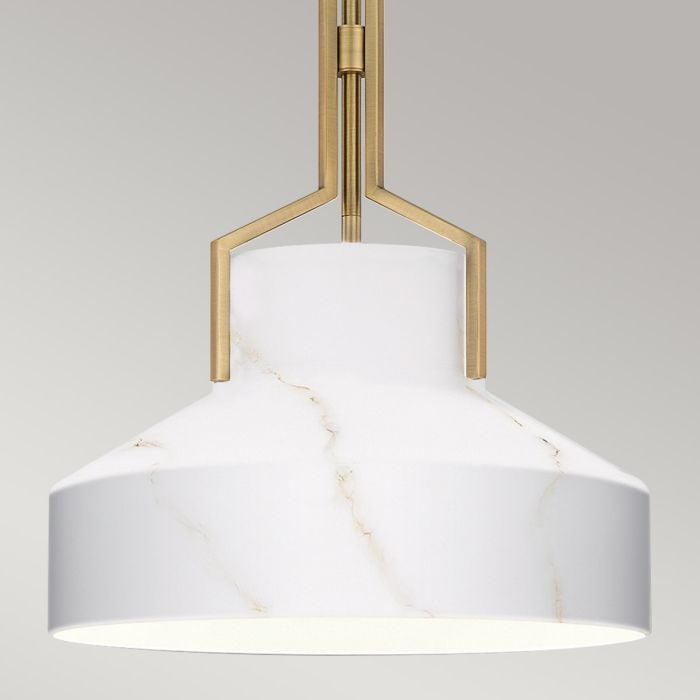 Elstead Lighting Brecken 2 Lt Pendant Light - Aged Brass And Faux Alabaster Glass Shade