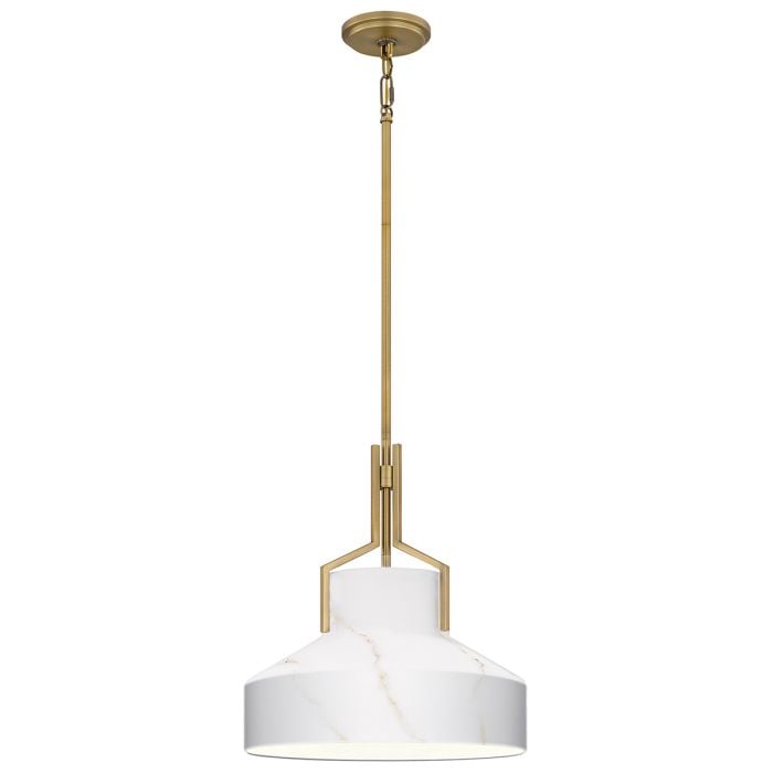 elstead lighting Brecken 2 lt Pendant Light - Aged Brass and faux Alabaster glass Shade