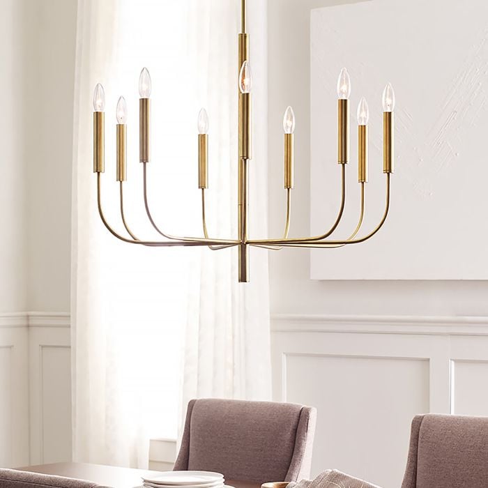 Elstead Lighting Brianna 9 Light Chandelier - Burnished Brass