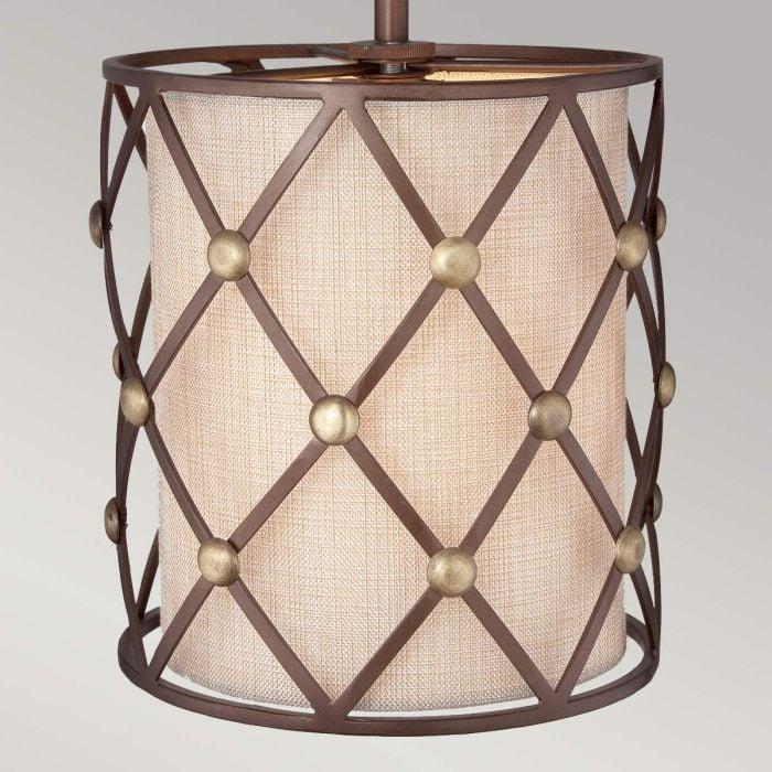 Elstead Lighting Brown Lattice 1 Light Mini Pendant - Copper Canyon