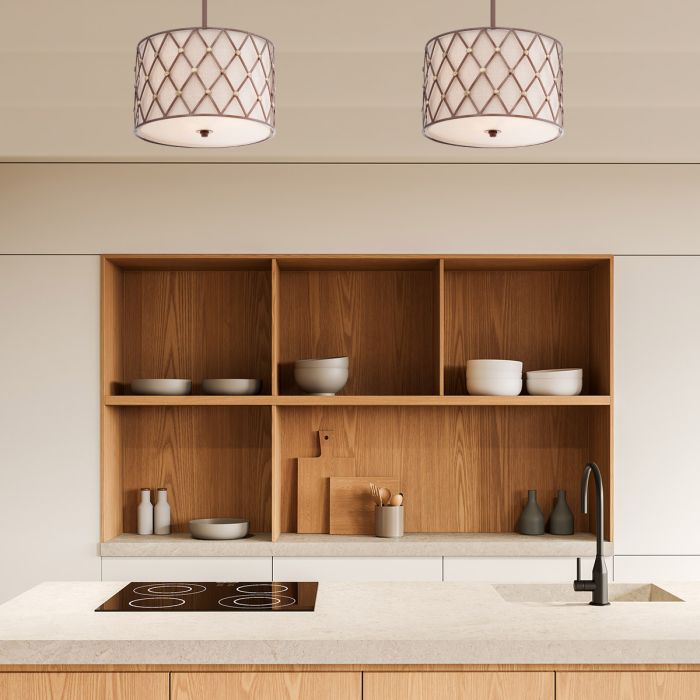 Elstead Lighting Brown Lattice 3 Light Medium Pendant - Copper Canyon