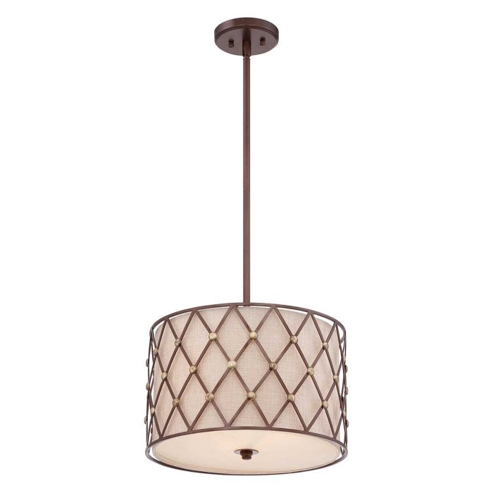 elstead lighting Brown Lattice 3 Light Medium Pendant - Copper Canyon
