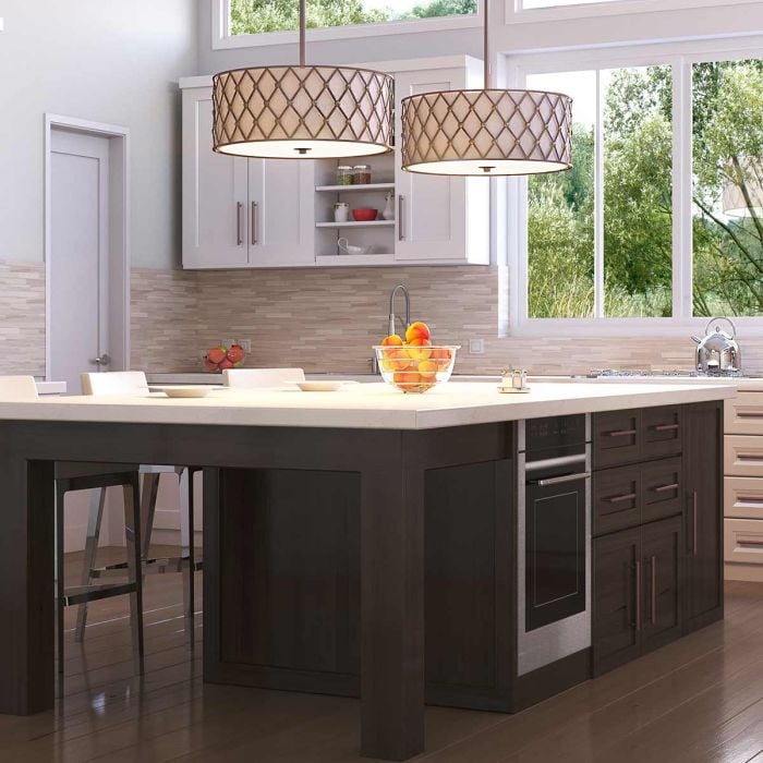 Elstead Lighting Brown Lattice 4 Light Large Pendant - Copper Canyon