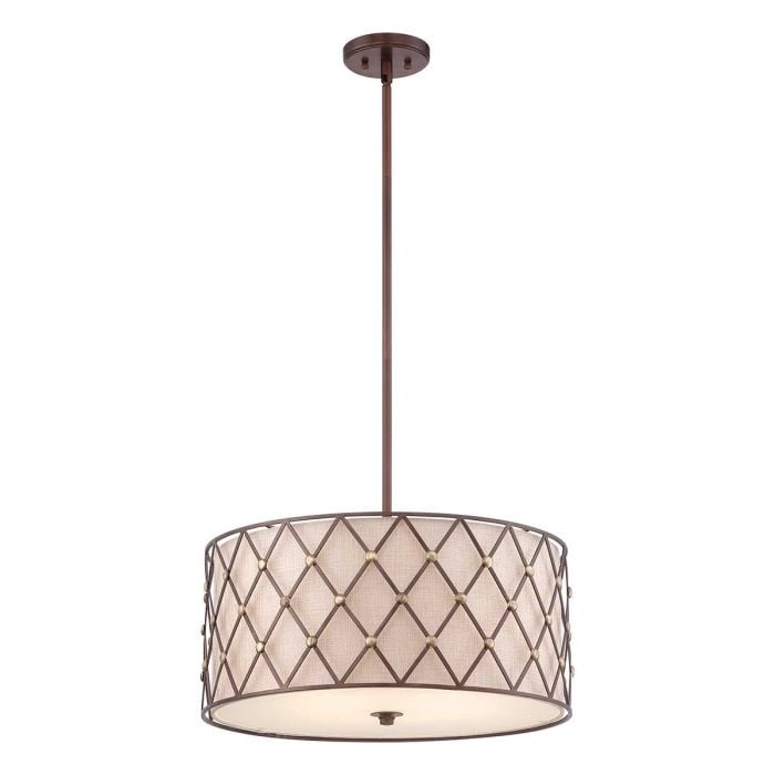 elstead lighting Brown Lattice 4 Light Large Pendant - Copper Canyon