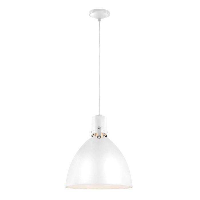 elstead lighting Brynne 1 Light Medium LED Pendant - Polished Nickel - Flat White/Chrome