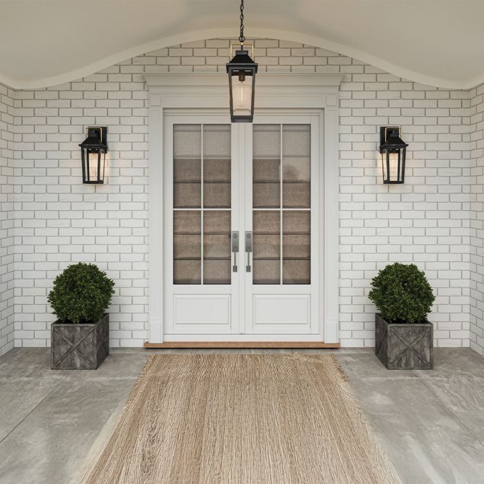 Elstead Lighting Buckley 1 Lt Coastal Medium Outdoor Wall Lantern - Matt Black & Brass Accent