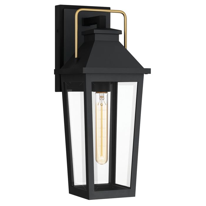 elstead lighting Buckley 1 lt Coastal Medium Outdoor Wall Lantern - Matt Black & Brass Accent