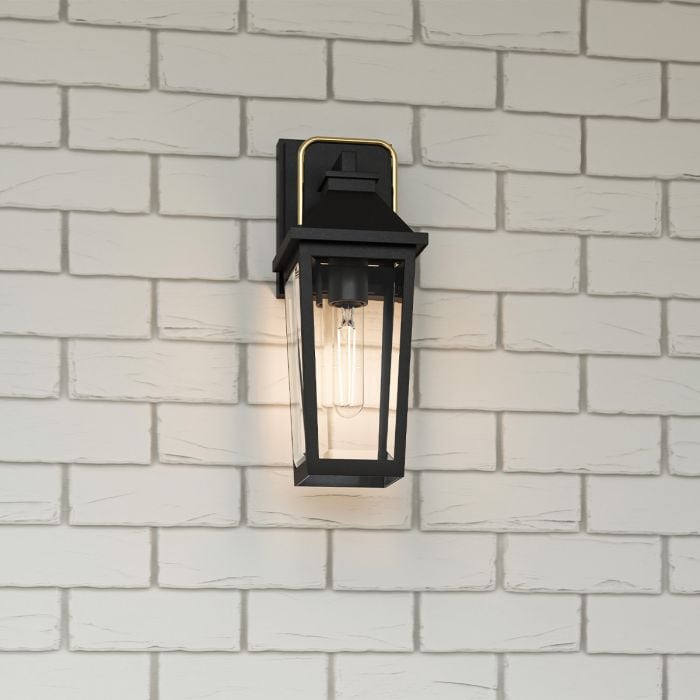 Elstead Lighting Buckley Coastal 1 Lt Small Outdoor Wall Lantern - Matt Black & Brass Accent