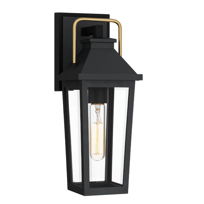 elstead lighting Buckley Coastal 1 lt Small Outdoor Wall Lantern - Matt Black & Brass Accent