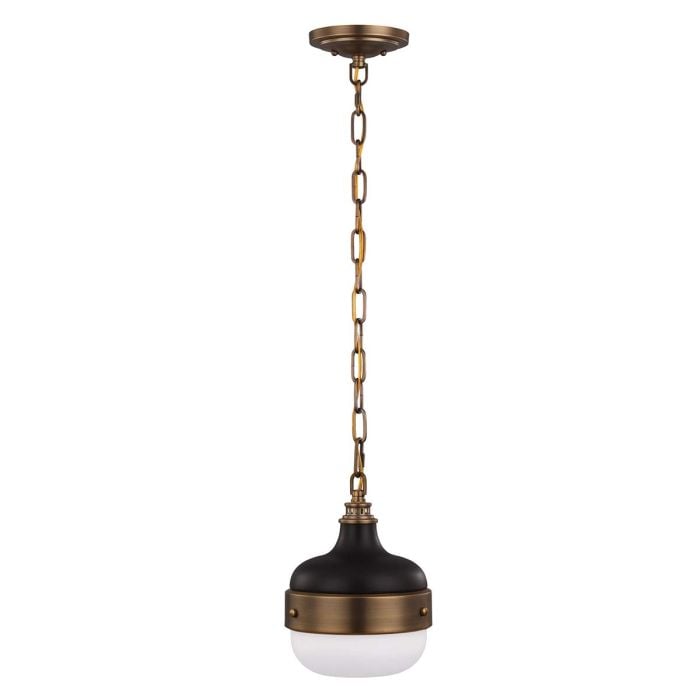 elstead lighting Cadence 1 Light Mini Pendant - Dark Antique Brass/ Matte Black