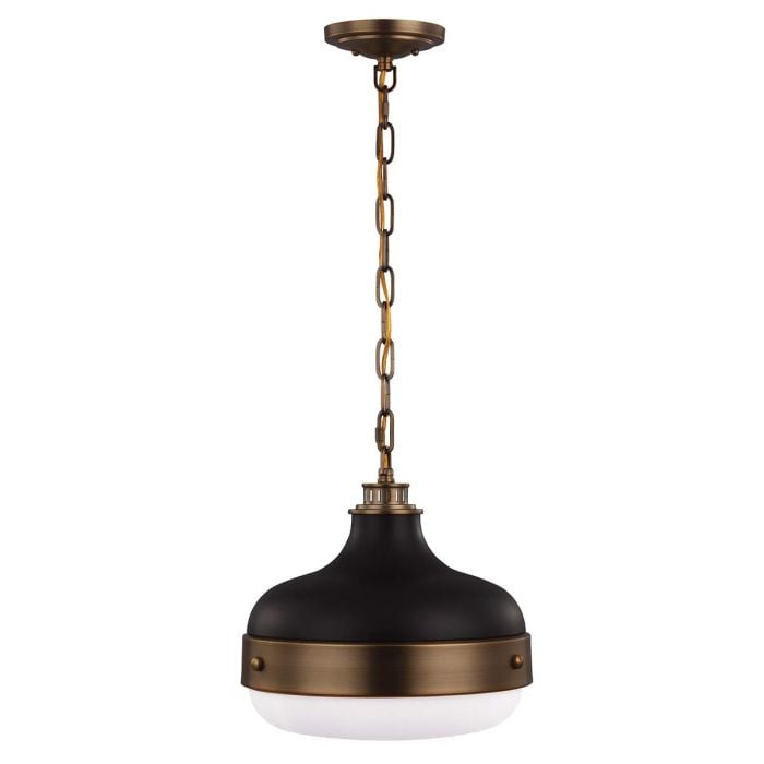 elstead lighting Cadence 2 Light Pendant - Dark Antique Brass/ Matte Black