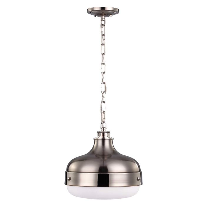 elstead lighting Cadence 2 Light Pendant - Polished Nickel/Brushed Steel