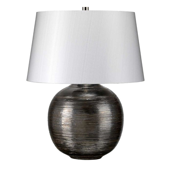 elstead lighting Caesar 1 Light Table Lamp - Silver with Silver Shade