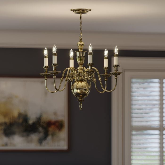 Elstead Lighting Cambridge 6 Light Chandelier - Burnished Brass