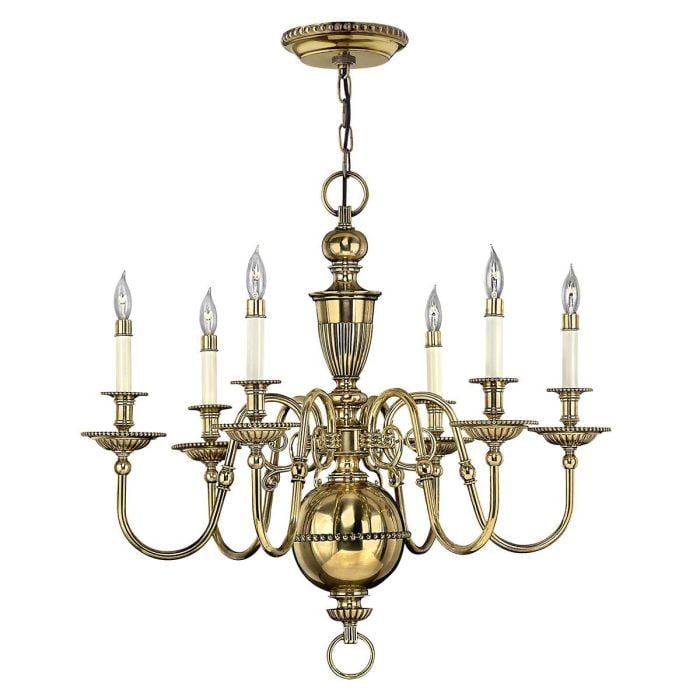 elstead lighting Cambridge 6 Light Chandelier - Burnished Brass