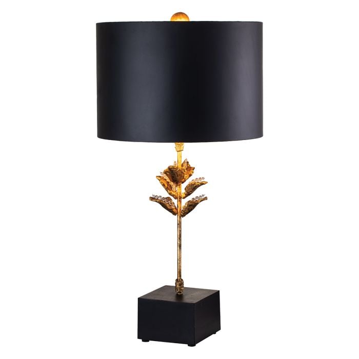 elstead lighting Camilia 1lt Table Lamp - Antique Gold and Black with Black Shade