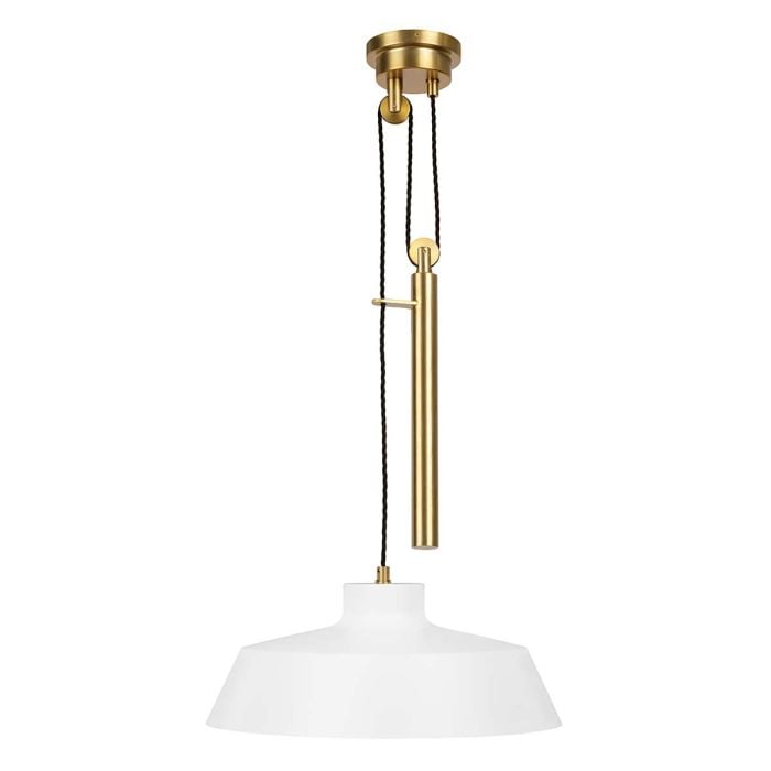 elstead lighting Candor 1 Light Pendant - Matte White and Brass