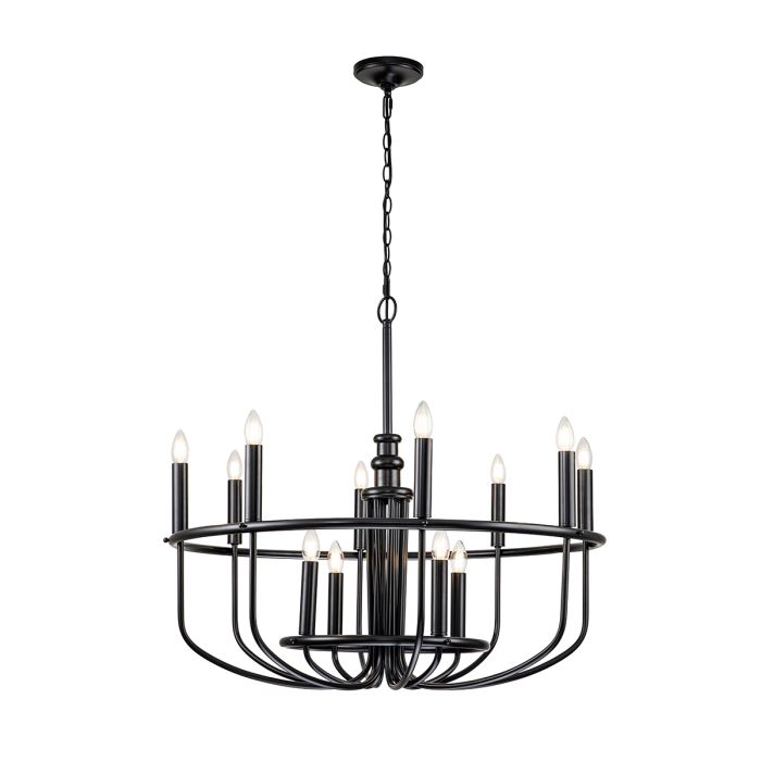 elstead lighting Capitol Hill 12 Light Chandelier - Black