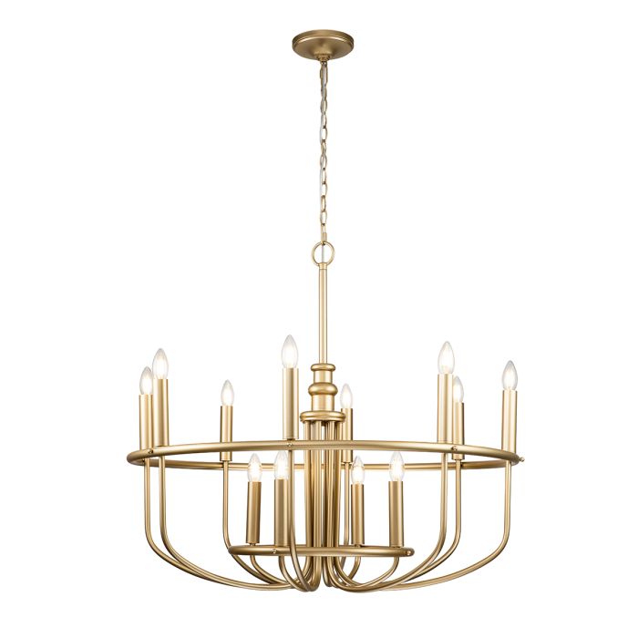 elstead lighting Capitol Hill 12 Light Chandelier - Painted Natural Brass
