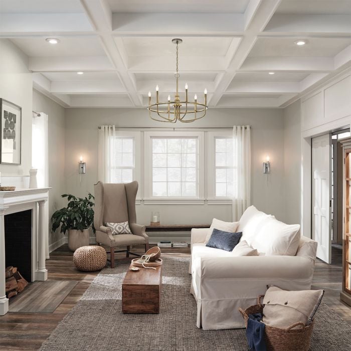 Elstead Lighting Capitol Hill 6 Light Chandelier - Painted Natural Brass