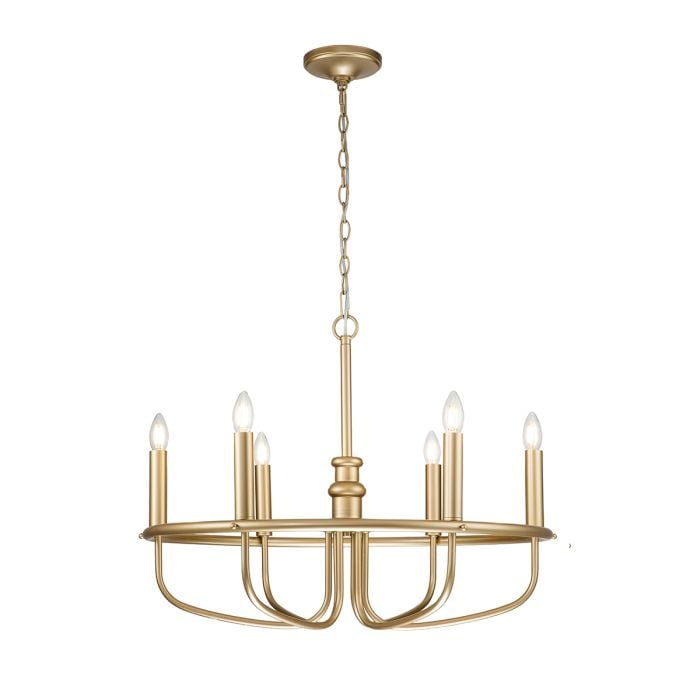 elstead lighting Capitol Hill 6 Light Chandelier - Painted Natural Brass