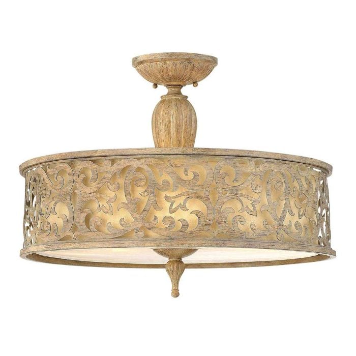 elstead lighting Carabel 3 Light Large Semi-Flush - Brushed Champagne