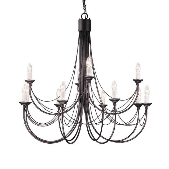 elstead lighting Carisbrooke 12 Light Chandelier - Black