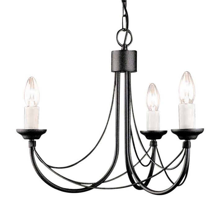 elstead lighting Carisbrooke 3 Light Chandelier - Black