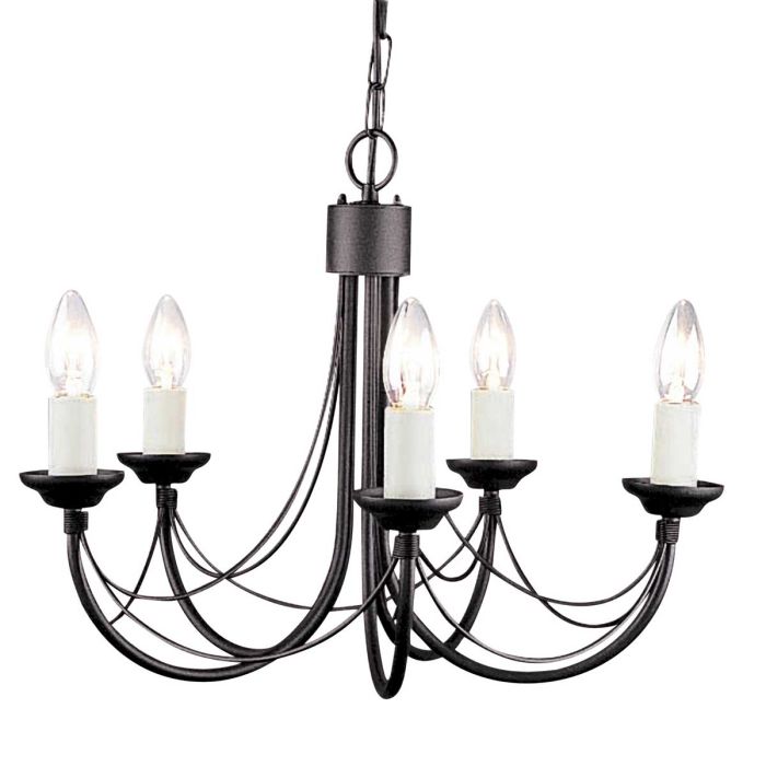 elstead lighting Carisbrooke 5 Light Chandelier - Black