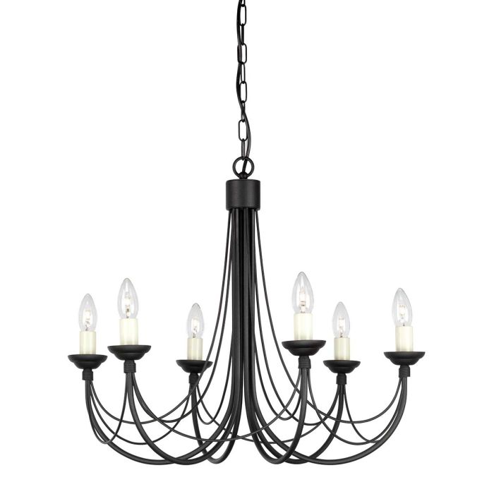 elstead lighting Carisbrooke 6 Light Chandelier - Black