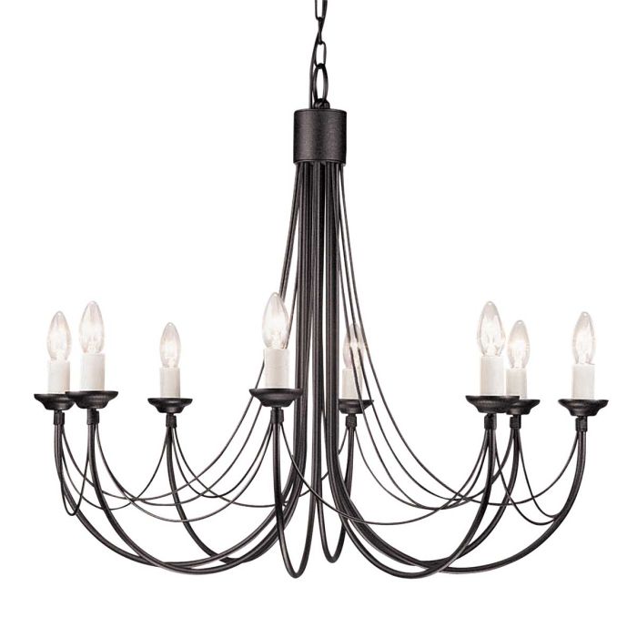 elstead lighting Carisbrooke 8 Light Chandelier - Black