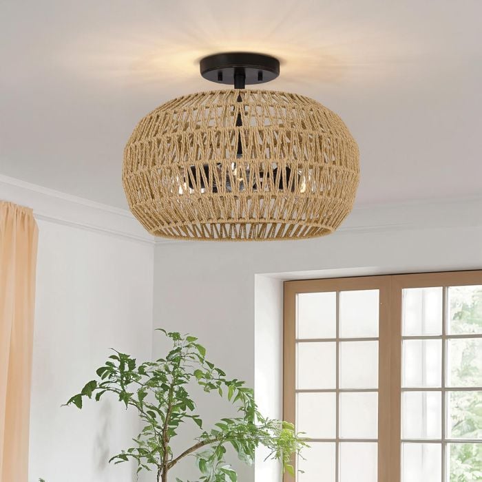 Elstead Lighting Casablanca 3 Lt Semi Flush - Palladian Bronze