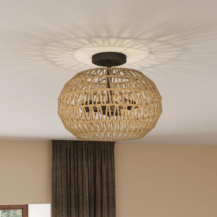 Elstead Lighting Casablanca 3 Lt Semi Flush - Palladian Bronze