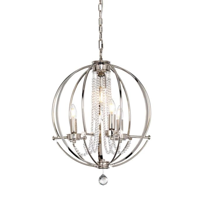 elstead lighting Cassie 4 Light Chandelier - Polished Nickel Plated
