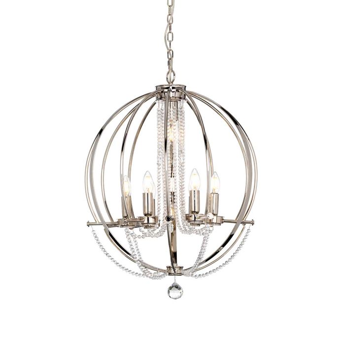 elstead lighting Cassie 7 Light Chandelier - Polished Nickel Plated