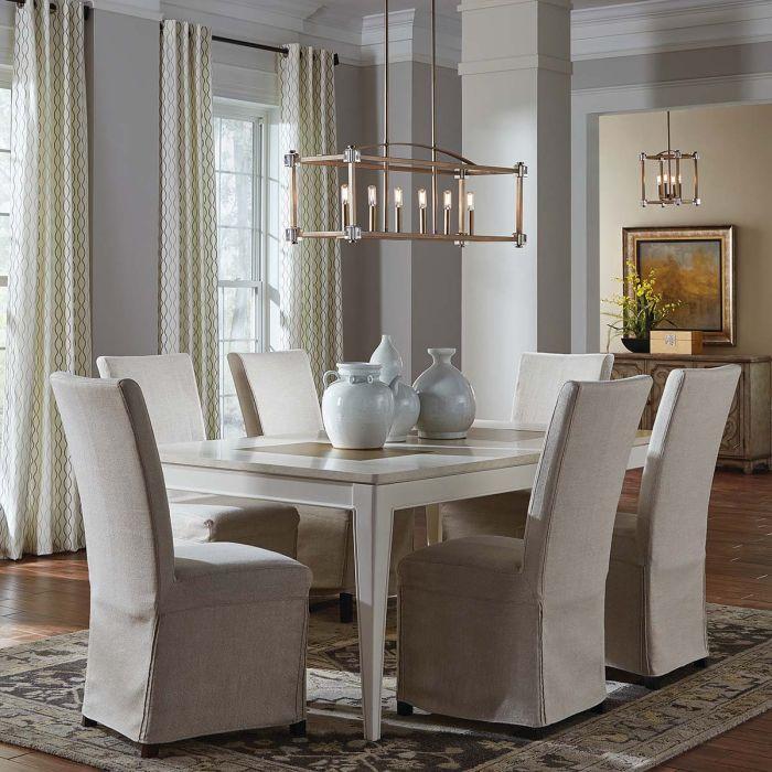 Elstead Lighting Cayden 6 Light Linear Chandelier - Natural Brass