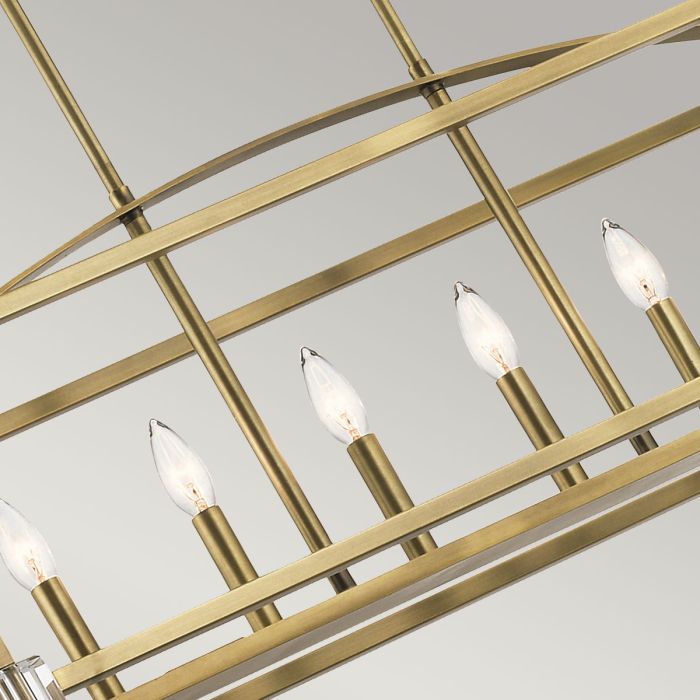 Elstead Lighting Cayden 6 Light Linear Chandelier - Natural Brass