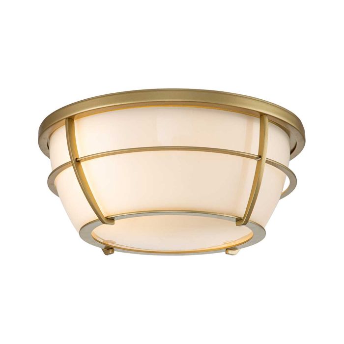 elstead lighting Chance 2 Light Flush - Painted Natural Brass