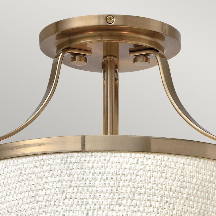 Elstead Lighting Charlotte 3 Light Semi-Flush - Brushed Caramel Linen Shade