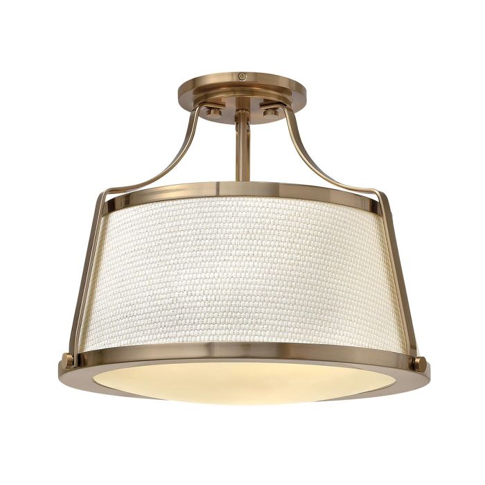 elstead lighting Charlotte 3 Light Semi-Flush - Brushed Caramel Linen Shade