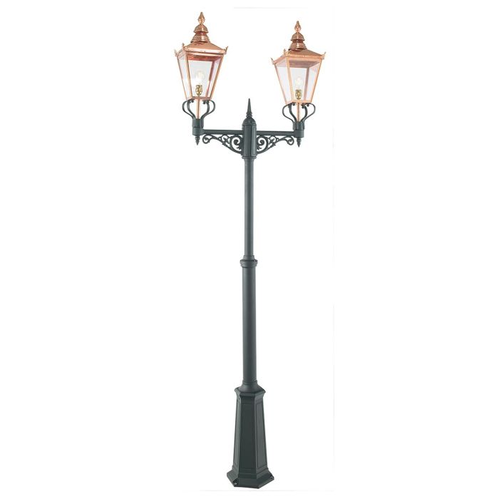 elstead lighting Chelsea Twin Head Lamp Post - Copper & Black