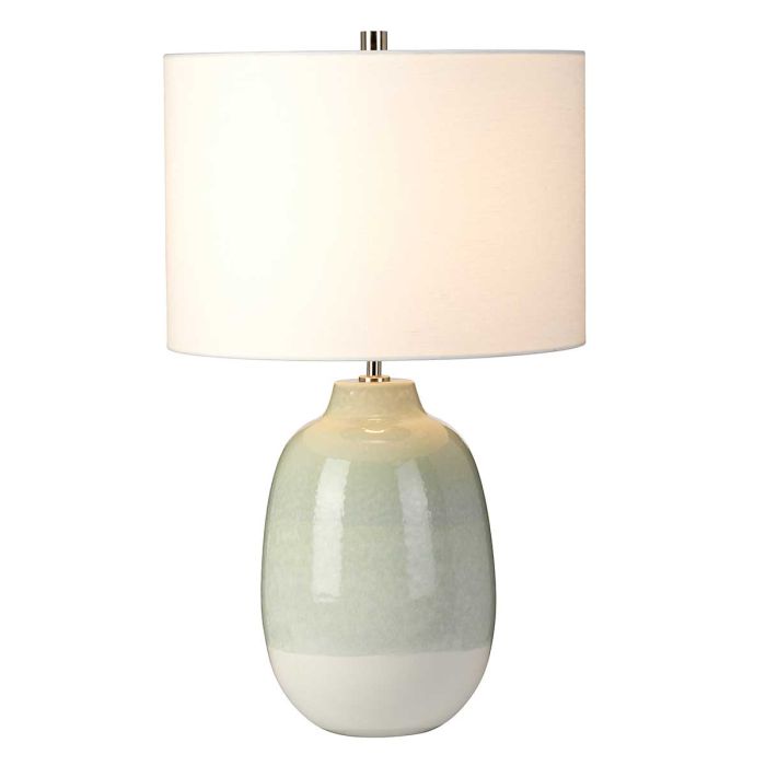 elstead lighting Chelsfield 1 Light Table Lamp - Pale Green and White with White Shade