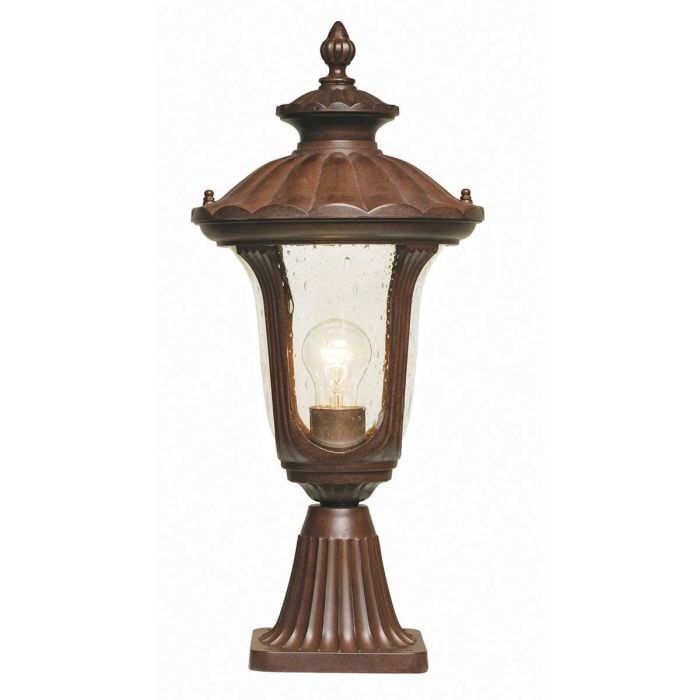 elstead lighting Chicago 1 Light Small Pedestal Lantern - Bronze - Rusty Bronze Patina