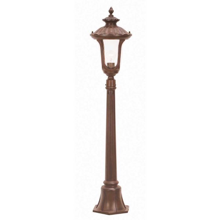 elstead lighting Chicago 1 Light Small Pillar Lantern - Bronze - Rusty Bronze Patina