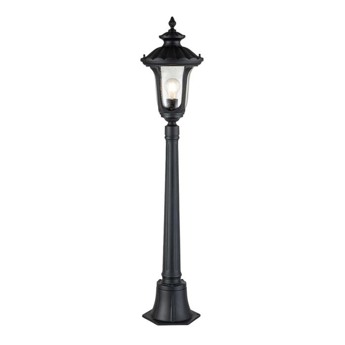 elstead lighting Chicago 1 Light Small Pillar Lantern - Textured Black
