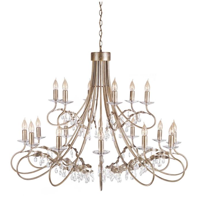 elstead lighting Christina 18 Light Chandelier - Silver/Gold Patina