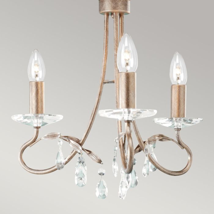 Elstead Lighting Christina 3 Light Chandelier - Silver/Gold Patina